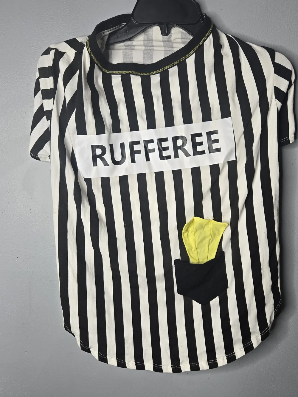 Rufferee Dog Referee Costume Shirt Black & White Striped Pet Halloween Outfit Lg